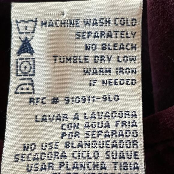 Faded Glory Burgundy Brushed Velvet Snap Front Shirt Size 14W/16W Fall Winter - Picture 9 of 9